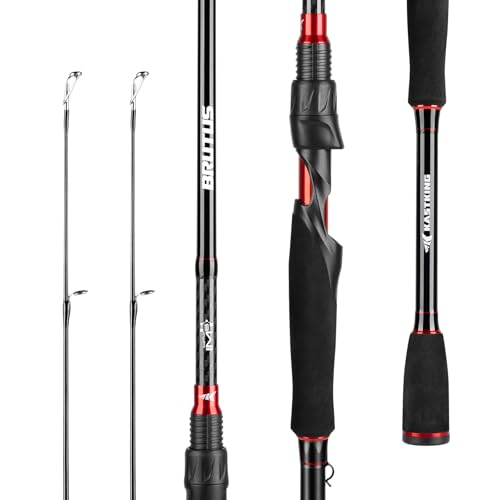 KastKing Brutus Spinning Rods & Casting Fishing Rods, IM6 Graphite Blanks, 2-Piece Rods with Extra Tip Section, PTS Power Transition System, No-Slip Grip, Hook Keeper - size: 6'-M-(2 Pcs+ Extra Tip), style: Spin