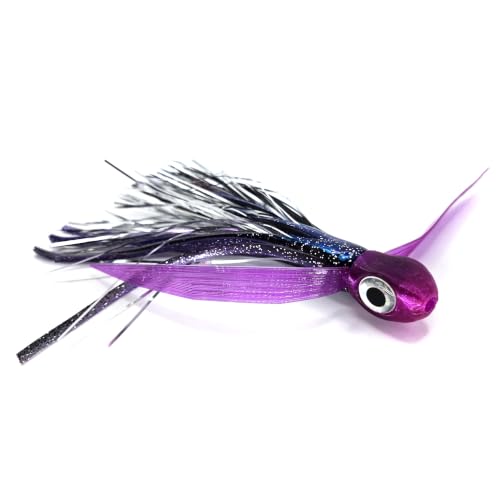 Saltwater Big Game Fishing Lure, for Offshore trolling (FlyBoy) - color: Purple Black Holographic Double Flash