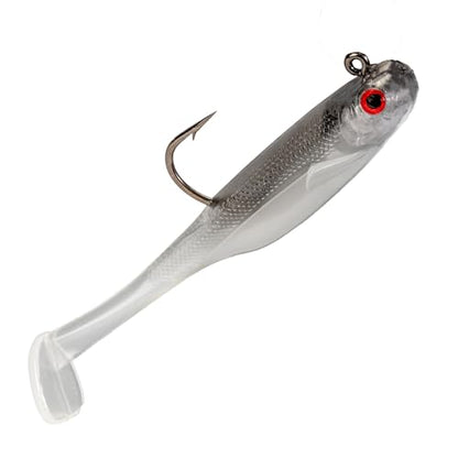 Strike King Homing Minnow Fishing Lure, Pre-Rigged Soft Plastic Swimbait, 3-Pack - color: Ghost Shad, size: 4"