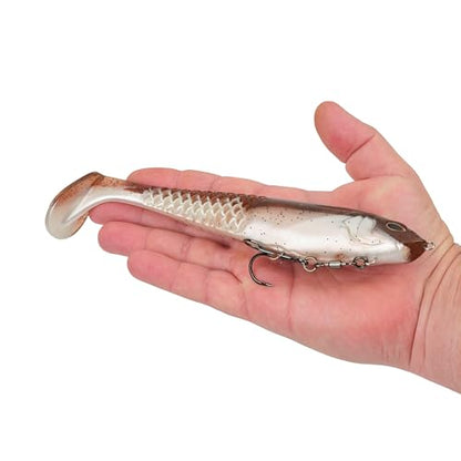 Berkley PowerBait CullShad Fishing Soft Bait - color: Green Pumpkin Pearl White, size: 8 in (2.75 oz)
