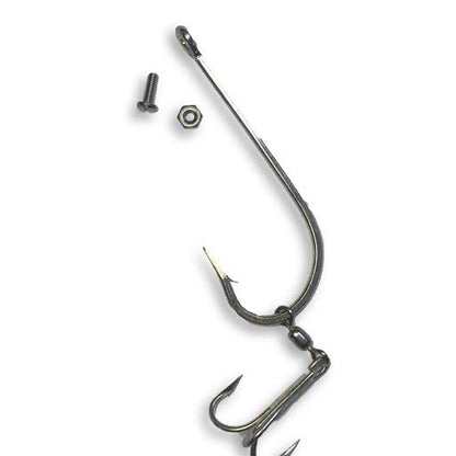 Hook and Trailing Treble Hook Assembly with Hardware
