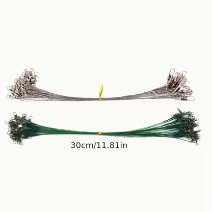 Steel Fishing Leader Wire with Swivel, Bite-Resistant Anti-Bite Trace for Freshwater and Saltwater, Heavy-Duty Fishing Tackle Accessories - size: 11.8IN
