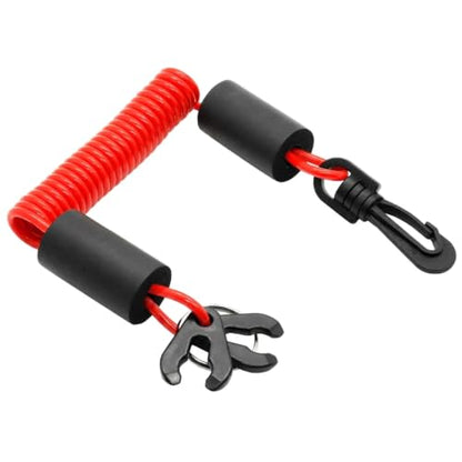 Floatable Boat Kill Switch Lanyard with Backup Key & Flotation Foam - color: Red