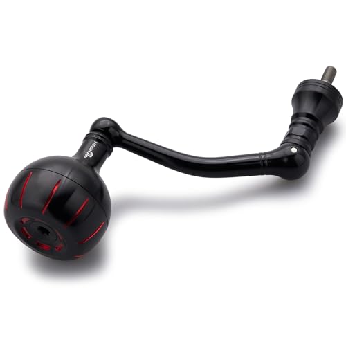 HEIGHTEN Fishing Reel Handle for Penn Spinfisher VI/Slammer III IV/Battle II III/Pursuit III IV/Fierce II III - color: Black & Red - 75mm Handle 42mm Knob, size: For Size 5500-6500