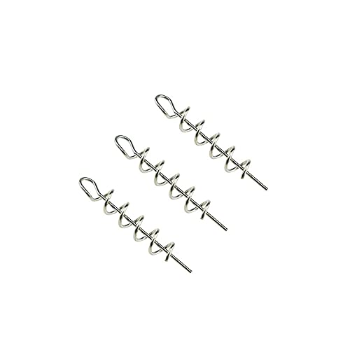 Centering Pin Spring Twist Lock Fishing Screw Worm Hook Crank Grub Rig Fixed Bait Run Straight Self Align Long Enough Secure Not Off Center Stainless Steel for Soft Lure - size: 16mm 100Pcs