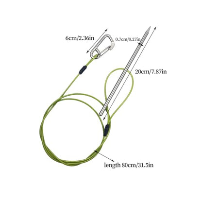 Fish Holder for Caught Fish - Heavy Duty Rope Clip, Metal Carabiner Chain, Secure Lock Stringer Tool | Durable Fishing Gear for Kayaking Diving Boating Lakes Rivers Ponds Streams Anglers Trips - color: Rope Length 80cm