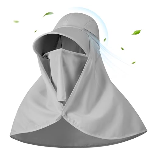 Skicuff 1/3 Pcs Women Sun Hat with Neck Flap Face Cover UPF 50+ UV Protection Wide Brim Visor Fishing Hat for Outdoor Hiking - color: Grey