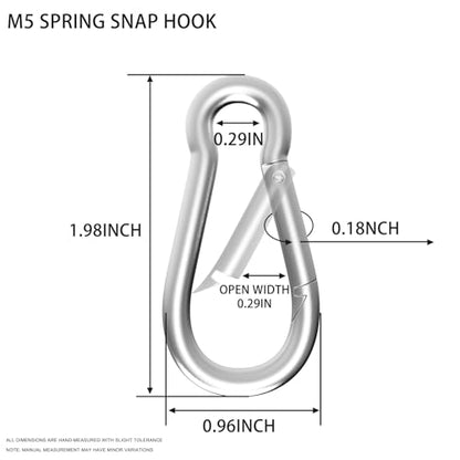 Carabiner, Heavy Duty Galvanized Steel Spring Snap Hook Carabiner Clips with 220LBS Holding Capacity, Ideal for Outdoor, Hammock, Swing and Travel (M5 2Inch, 10PCS) - size: 10PCS-M5, style: Silver