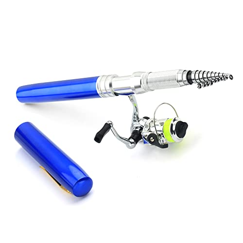 Lixada Fishing Rod Reel Combo Mini Pen Fishing Pole Kit Telescopic Fishing Rod Spinning Reel Combo Kit - color: Blue, size: 2.1 m