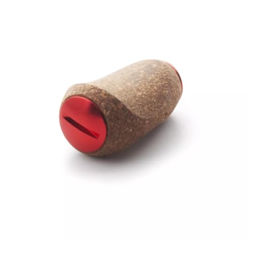 Reel Handle Knob Compatible with Abu Shimano Daiwa Soft Rubber Cork Wood Spinning Baitcasting - color: Red