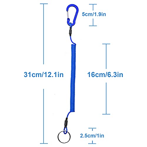 Lix&Rix Retractable Safety Coiled Lanyard with Aluminium Alloy Carabiner Clip, Black/Blue/Green/Red/Silver/Yellow - color: Blue 3pcs