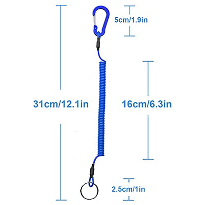 Lix&Rix Retractable Safety Coiled Lanyard with Aluminium Alloy Carabiner Clip, Black/Blue/Green/Red/Silver/Yellow - color: Blue 3pcs
