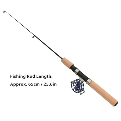 Ice Fishing Rod and Reel Combo Prevent Slip Short Section 65cm Ice Fishing Rod for Winter Fishing