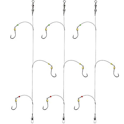 Fishing Hook with Leader,5 Hooks Fishing Rig-7 Strands Nylon Coated Fishing Leader with Swivle,Snap,Hooks - color: 3 hooks rig, size: 17#