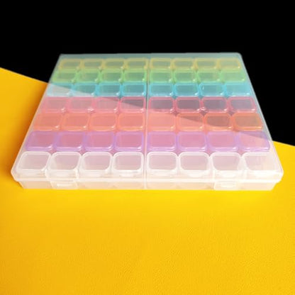 ASVNRES Rhinestone Gold Nail Box, 56 Slots Empty Clear Adjustable Storage Box with 80 pcs Label Stickers Container Manicure Case Tool Set (Mixedcolor) - color: Mixedcolor