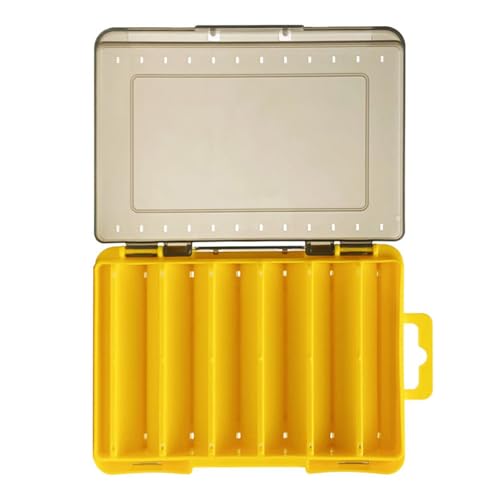 Waterproof Transparent Storage Box for Fishing Lures with Double-Sided Organiser Tool and Fishing Box - color: Yellow