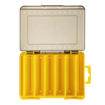 Waterproof Transparent Storage Box for Fishing Lures with Double-Sided Organiser Tool and Fishing Box - color: Yellow