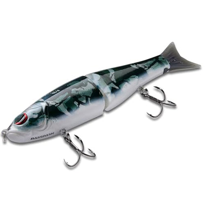 Bassdash SwimShad Glide Baits Jointed Swimbait Bass Pike Salmon Trout Muskie Fishing Lure - color: Black Camo, size: 7in/2.2oz