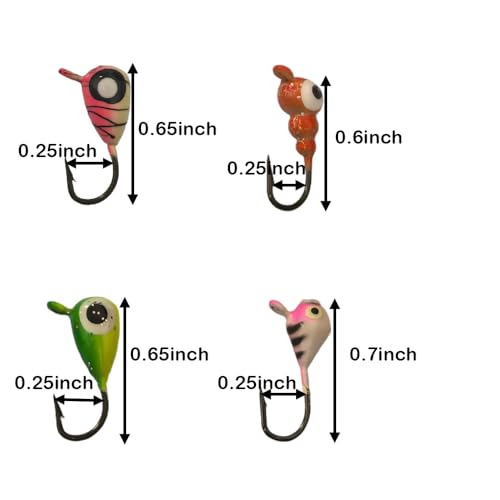 Ice Fishing Jigs Glow Fishing Bait Jigging Hook Kit Winter Metal Hooks for Crappie, Panfish, Walleye, Bluegills and Other Species - style: Style1-8pcs