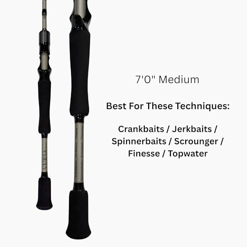 Fitzgerald Vursa Series Baitcasting Rods | High Modulus Graphite | American Tackle TiForged Air Guides | 9 Models | Bass, Walleye & Musky | Freshwater & Inshore - size: 7'0" Medium (casting)