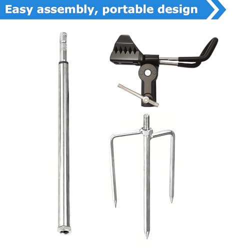 Fishing Rod Holder for Ground, Easy to Install, 360 Degree Adjustable Fishing Pole Stand Equipment for Beach, Bank, Gifts for Men