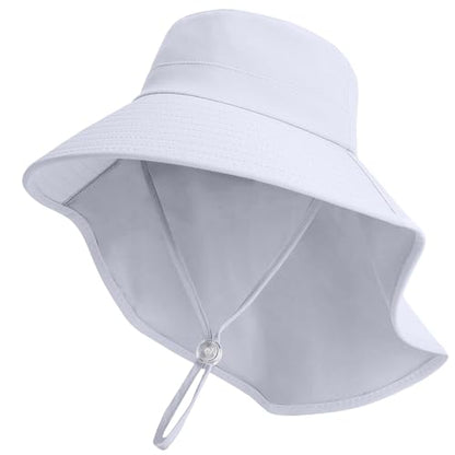 ZOORON Outdoor Kids Sun Hat with Neck Flap UPF 50+ Sun Protection Fishing Hat Wide Brim Summer Kids Beach Hats for Girls Boys - color: 1pack-grey