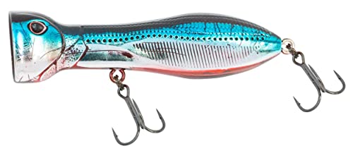 Nomad Design Chug Norris 72 Topwater Popper Lure – 3" - 3/8oz Floating Autotune Plug for Freshwater & Saltwater – Erratic Yet Natural Action - Proven on Big Bass and Smaller Saltwater Species - color: Blue Back Chrome