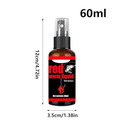 Red Worm Liquid Attractant, Non-Messy Design, 60ml, Fishing Lure Spray, Concentrated Angling Bait, Quick Action, for Catfish Carp Trout Cod Freshwater River Reservoir Outdoor