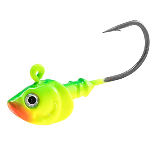 Dr.Fish 10 Pack Swimbait Jig Heads, Saltwater Fishing Jig Heads 3D Eyes High Carbon Steel Hooks Surf Fishing Lures Flounder Striper Halibut Pompano Bass - color: Firetiger, size: 2oz-Hook#6/0