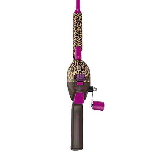 Kid Casters: Leopard Tangle-Free Fishing Combo|Spincast Reel & Practice Casting Plug | 34" Tangle-Free Combo|Inline Rod w/EZ Thread Line System (Pre-spooled w/a 6-lb Fishing line) 1.5" Fishing Bobber
