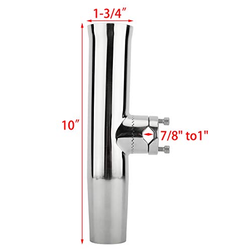 YaeMarine 4Pcs Boat Fishing Rod Holder Stainless Tournament Style Clamp on Fishing Rod Holder Rail Mount for Rails 7/8" to 1" or 1" to 1-1/4"