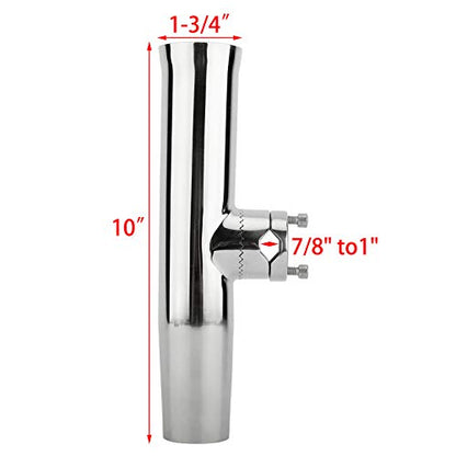 YaeMarine 4Pcs Boat Fishing Rod Holder Stainless Tournament Style Clamp on Fishing Rod Holder Rail Mount for Rails 7/8" to 1" or 1" to 1-1/4"