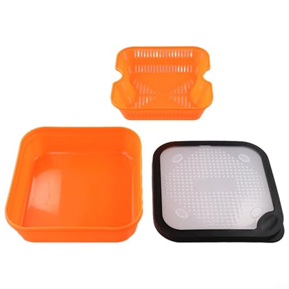 Live Bait Storage Box for Carp Fishing with Pellet Strainer, Draining Container for Hemp, Meat, Casters and Dead Worms, Secure Fit Lid Orange(5.5-OS) - size: 5.5-OS