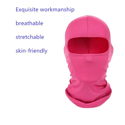 2 Pieces Thin Balaclava Ski Mask Head Mask Full Face Mask Windproof Sun UV Protection Hood for Women Men - color: Pink+red