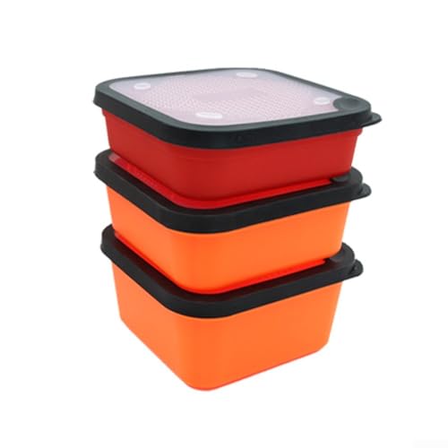 Carp Fishing Bait Box, 2-in-1 Pellet Strainer Kit with Perforated Lid for Draining Redworms, Hemp and Meat Baits, Portable Tackle Storage Container for(5.5-OS) - size: 5.5-OS