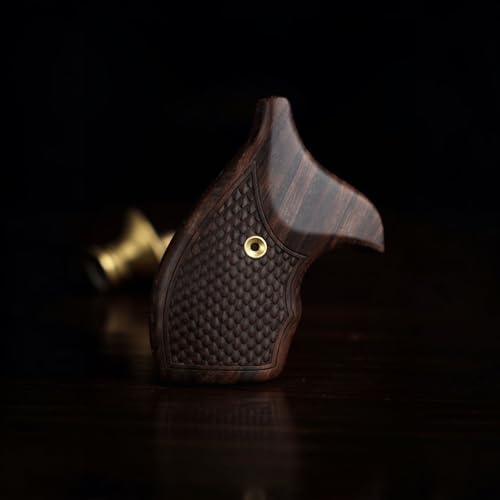 J Round Revolver Grips Compatible with S&W, Real Wood Gun Grips fits Smith & Wesson J Frame Round Butt .38 Special and 9mm Revolvers/Screw Included - color: Fishscale - Brown, size: Walnut Wood