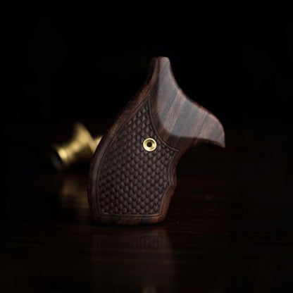 J Round Revolver Grips Compatible with S&W, Real Wood Gun Grips fits Smith & Wesson J Frame Round Butt .38 Special and 9mm Revolvers/Screw Included - color: Fishscale - Brown, size: Walnut Wood