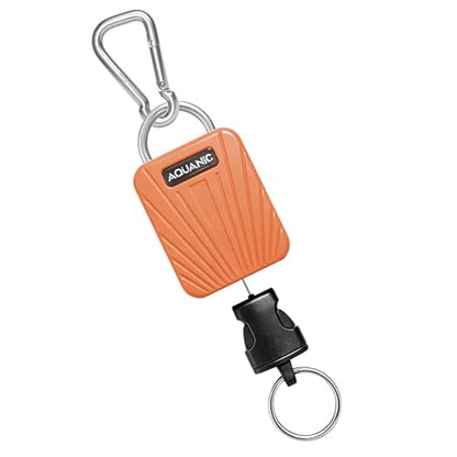 nitescuba Scuba Gear Retractable Gear Tethers, Heavy-Duty Dive Clip Lanyard with 316 Stainless Steel Snap Hook, Split Ring and 58cm (22.83″) Quick-Release Extension Cord for Dive Light & Camera-orange