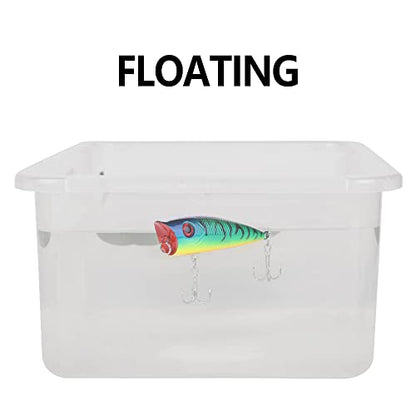 Popper Fishing Lures Topwater Fishing Baits Hard Baits 3D Eyes Swimbait Crankbait with Treble Hook for Bass Trout Freshwater Saltwater - color: 5pcs-2.36in/0.22oz