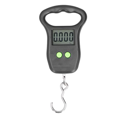 Digital Hanging Scale, Portable Accurate Electronic Weighing with Backlit LCD Display for Travel Fishing ABS Black 50kg 2 AAA Battery Powered