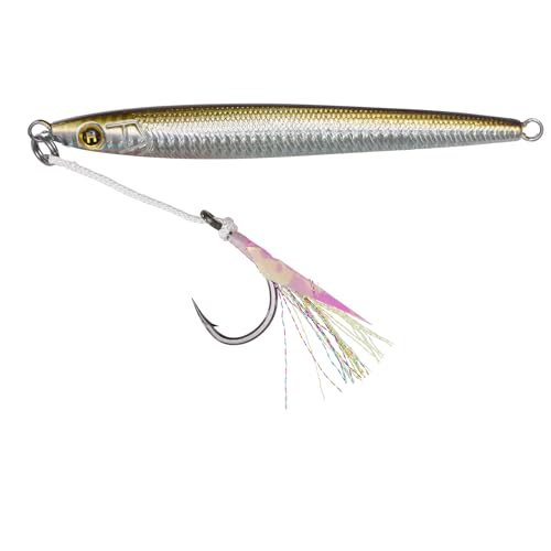 Hogy Big-Game Sand EEL Jig - Tuna Fishing Lure Knife-Style Deep Water Jig | Knife-style deep water jig with heavy-duty assist hooks for Tuna, Striped Bass, Groundfish & saltwater fishing. - color: Olive, size: 8/0 - 4.5oz