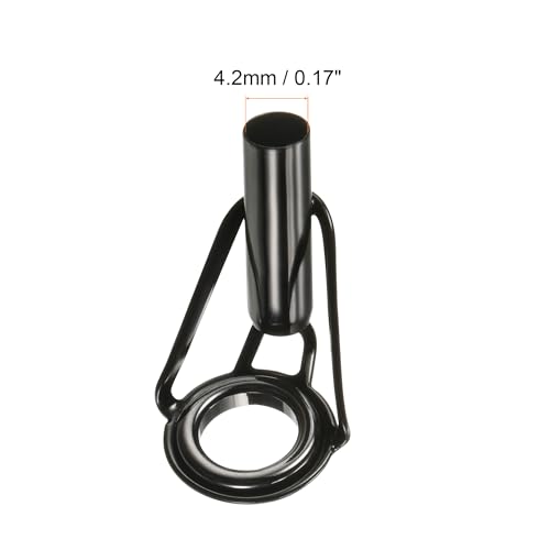 PATIKIL Tube Dia Fishing Rod Tips Repair Kit, Stainless Steel Black Guide Ring for Fishing - size: 4.2mm