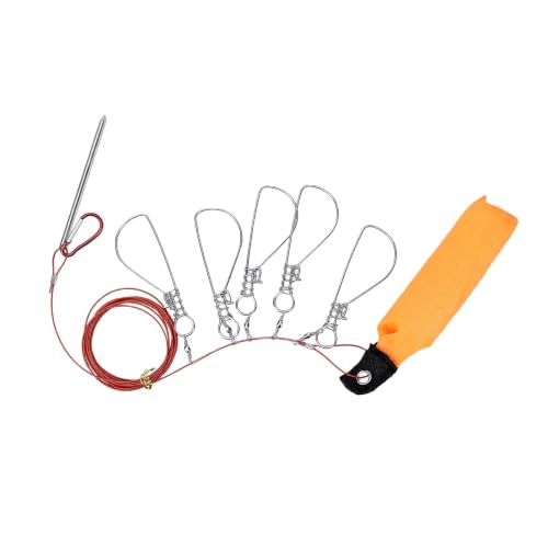 Fishing Stringer, 5 Detachable Stainless Steel Clips, 3.5m PVC Coated Rope, High Visibility Float, Large Capacity Storage for Kayak Boat Shore Fishing