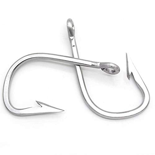 Saltwater Large Giant Shark,Tuna and Catfish Hooks Extra Strong Stainless Steel Fishing Hooks… - size: 12/0(pack of 5)