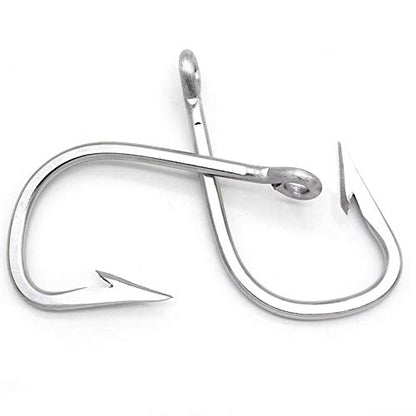 Saltwater Large Giant Shark,Tuna and Catfish Hooks Extra Strong Stainless Steel Fishing Hooks… - size: 9/0(pack of 5)