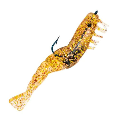 Charlie's Worms Soft Plastic Shrimp - Scented Fishing Bait - 3pk - color: Golden Shrimp