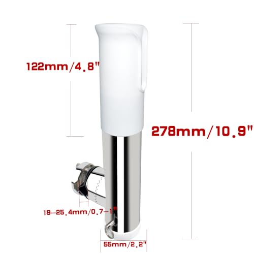 Made 2Pcs Stainless Clamp on Fishing Rod Holder, 316 Stainless Tournament Style Clamp on Fishing Rod Holder, Portable Fishing Pod Rack (White) - color: White