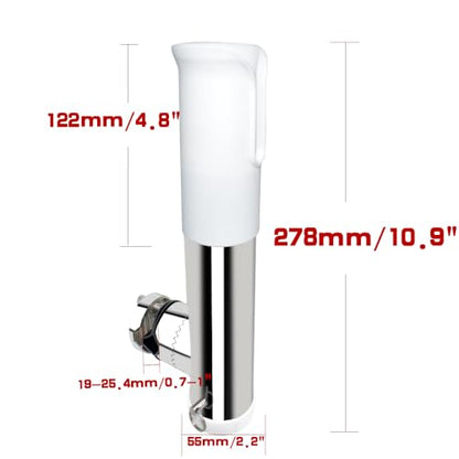 Made 2Pcs Stainless Clamp on Fishing Rod Holder, 316 Stainless Tournament Style Clamp on Fishing Rod Holder, Portable Fishing Pod Rack (White) - color: White