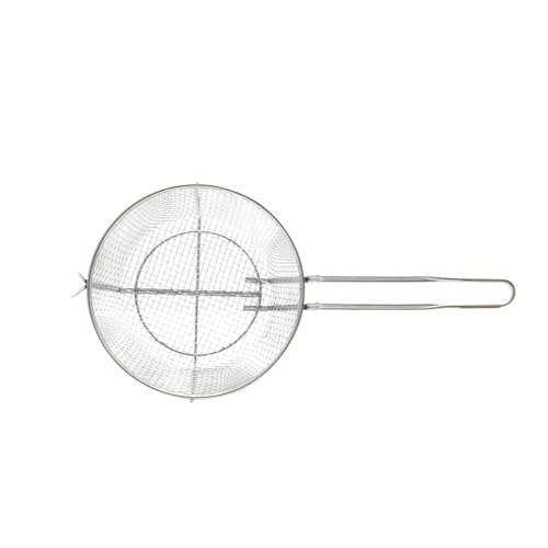TrueCraftware- 11-1/2” x 5-3/8" Heavy Duty Round Fry Basket Nickel Plated Iron- Deep Fry Basket Frying Multifunctional Fryer Round Food Strainer for Restaurant Kitchen Frying Chips Fish Sausages