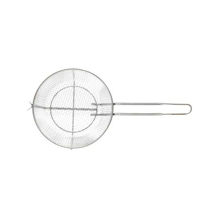 TrueCraftware- 11-1/2” x 5-3/8" Heavy Duty Round Fry Basket Nickel Plated Iron- Deep Fry Basket Frying Multifunctional Fryer Round Food Strainer for Restaurant Kitchen Frying Chips Fish Sausages